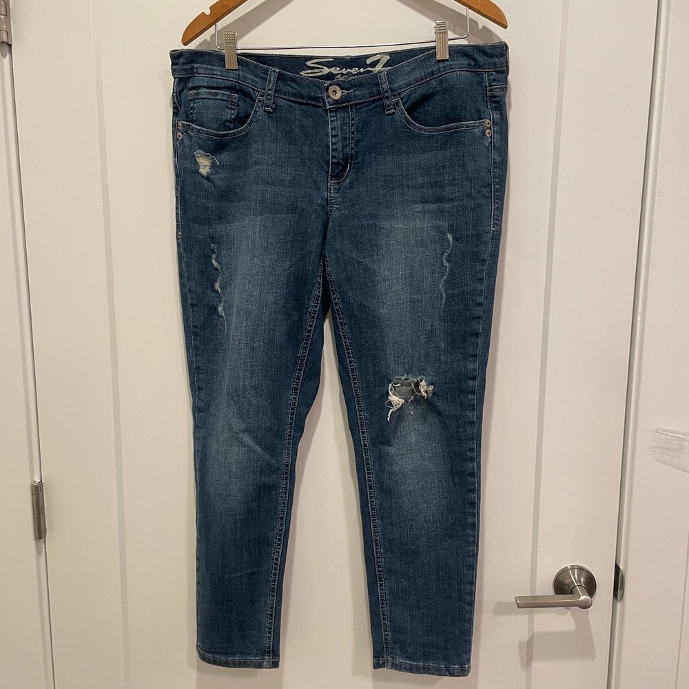 Seven7 Jeans Women's Size 10 Skinny Easy Fit Blue Denim Stretch Pants